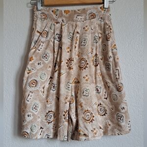 Womans Vintage High Rise Novelty Abstract Print High Rise Shorts Size Small